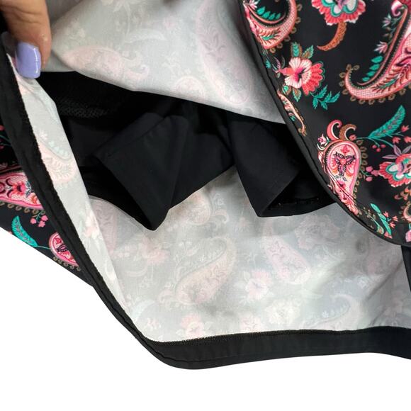 Lands End Board Skort Womens 4 Black Paisley Floral Quick Dry Active Swim Skirt - Picture 5 of 13